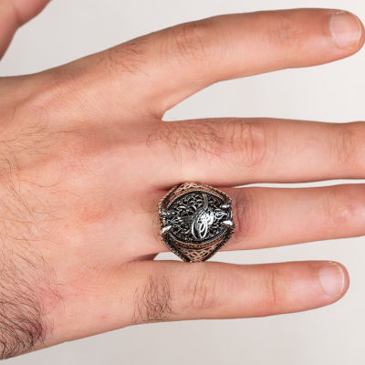Sterling Silver Mens Ring with Ottoman Tughra and Talon Design - 3