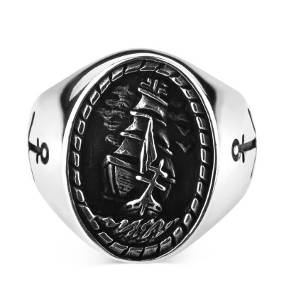 Sterling Silver Mens Ring with Sail Motif - 2