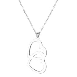 Sterling Silver Womens Hearts Necklace - 1