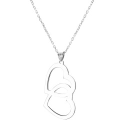 Sterling Silver Womens Hearts Necklace - 1