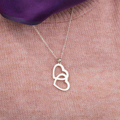 Sterling Silver Womens Hearts Necklace - 2