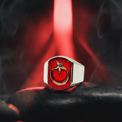 Symmetrical Design Sterling Silver Mens Ring with Turquoise Chalchuite Stone - 2