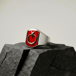 Symmetrical Design Sterling Silver Mens Ring with Turquoise Chalchuite Stone - Anı Yüzük