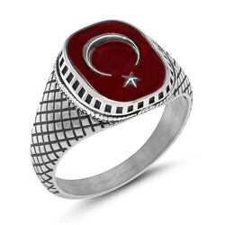 Teşkilat Dizisi Yüzüğü (Kadın 925 Ayar Gümüş Ay Yıldızlı) - Thumbnail