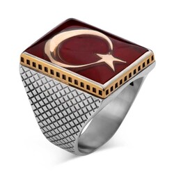 Teskilat Series Ring Licensed (Male 925 Sterling Silver Star and Crescent) - 2