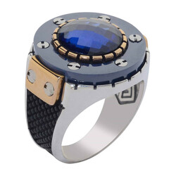 The Spirit of Time 925 Sterling Silver Men's Ring Blue Blue 