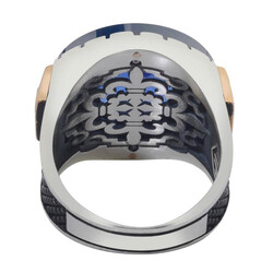 The Spirit of Time 925 Sterling Silver Men's Ring Blue Blue - 3