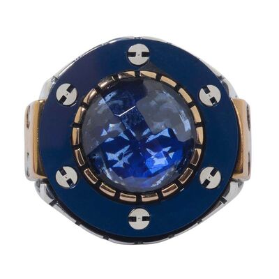 The Spirit of Time 925 Sterling Silver Men's Ring Blue Blue - 2