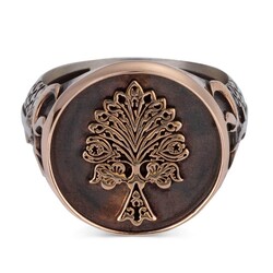 Three Crescent Tree of Life Sterling Silver Men's Ring - 3