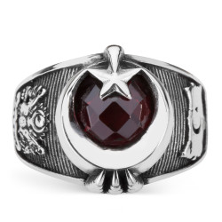 Türkiye Haritası Motifli Ay Yıldızlı Pençeli Yüzük - Anı Yüzük