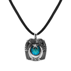 Turkuaz Taşlı Çift Kartal Başlı Pençeli Gümüş Erkek Kolyesi - Anı Yüzük