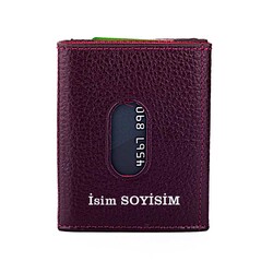 Twelve Hakiki Deri Patlı Kartlık Cüzdan Bordo - Anı Yüzük