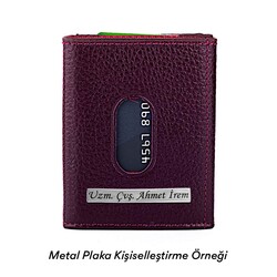Twelve Hakiki Deri Patlı Kartlık Cüzdan Bordo - 2