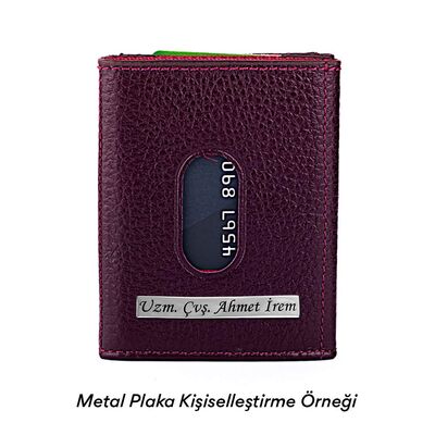 Twelve Hakiki Deri Patlı Kartlık Cüzdan Bordo - 2
