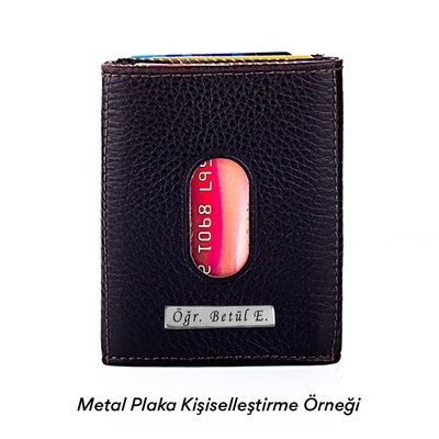 Twelve Hakiki Deri Patlı Kartlık Cüzdan Kahverengi - 2