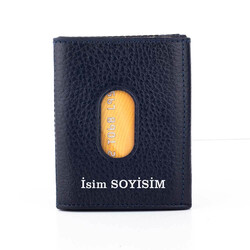 Twelve Hakiki Deri Patlı Kartlık Cüzdan Lacivert - Anı Yüzük