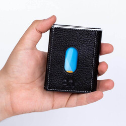 Twelve Hakiki Deri Patlı Kartlık Cüzdan Siyah-Beyaz Detaylı - 9