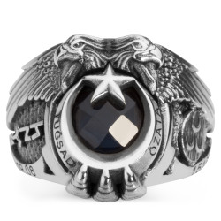 Üç Hilal Tasarımlı Kartal Baş Yüzük - Anı Yüzük