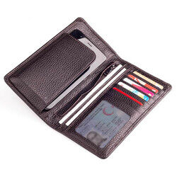 Vianel Genuine Leather Long Wallet with Cellphone Holder Brown - 7