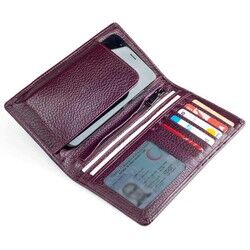 Vianel Genuine Leather Long Wallet with Cellphone Holder Burgundy - 6