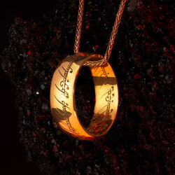 Yüzüklerin Efendisi Güç Yüzükleri Kolyesi Açık Gold Renk Zincirli Model1 - Anı Yüzük