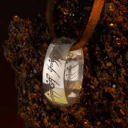 Yüzüklerin Efendisi Güç Yüzükleri Kolyesi Gümüş Renk Deri İpli - Anı Yüzük