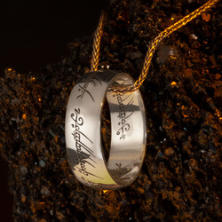 Yüzüklerin Efendisi Güç Yüzükleri Kolyesi Gümüş Renk Zincirli Model1 - Anı Yüzük