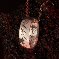 Yüzüklerin Efendisi Güç Yüzükleri Kolyesi Gümüş Renk Zincirli Model2 - Anı Yüzük