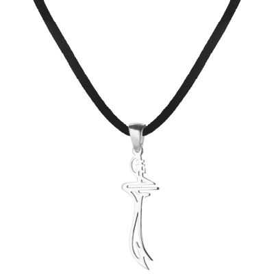 Zulfikar Shaped Silver Mens Necklace - 1